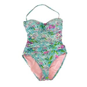Lilly Pulitzer Flamenco One Piece Swim Ruched Bali Sway This Way - Size 14